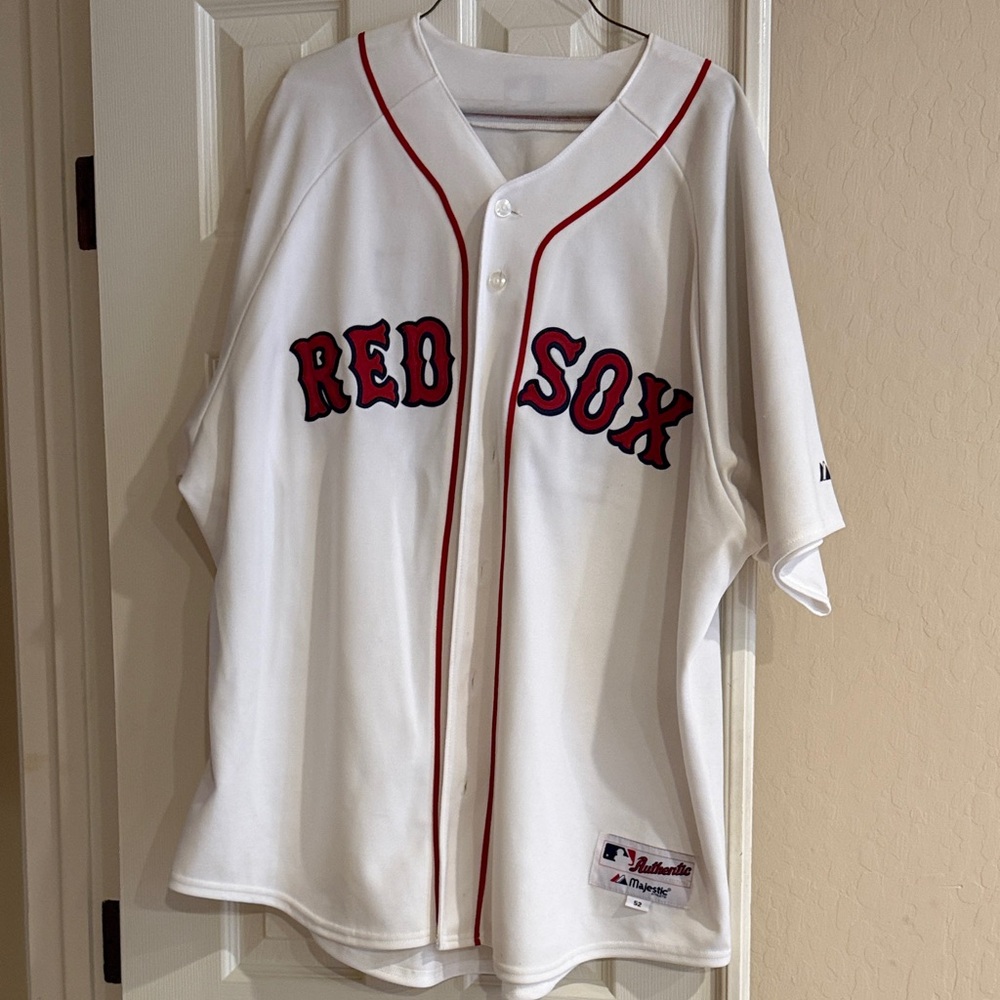 Majestic White and Red Red Sox Baseball Jersey